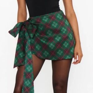 NWT!!! Show Me Your Mumu Iva Bow Skirt Mistletoe Plaid